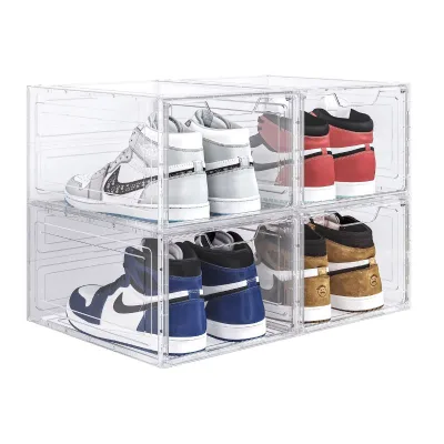 Hallway Entryway Garage Shoe Box Shoe Container Storage Display Case Plastic Storage Organizer Cabinet