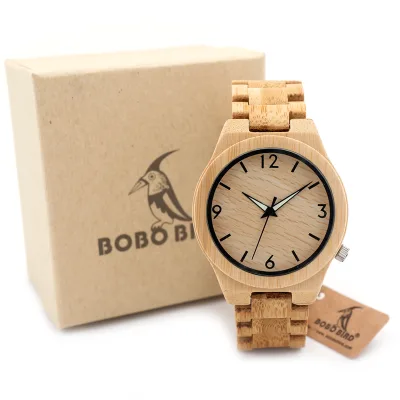 Hot Selling for High Grade Fashion Sport Bamboo Analog Quartz Watch Minimalist Wood Watch for Men Wholesale
