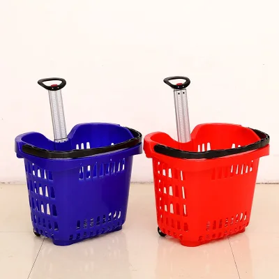 Plastic Shopping Basket with Wheels