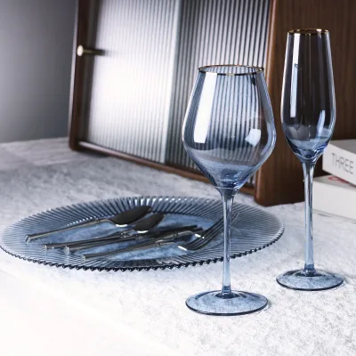 Custom Blue Transparent Crystal Wine Glass Bottle Luxury 500ml Portable Goblet Novelty Gift New Arrival Acrylic Material
