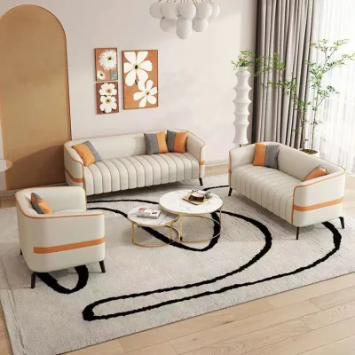 Furniture Manufacturer Luxury Small Double Living Room Sectional Sofa Leather 2 Seats Piano Key Design Sofa