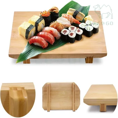 Custom Party Bamboo Kitchen Display Rack Food Serving Plate Taco Holder Sushi Tray