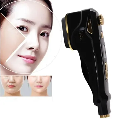 Portable V Face Rejuvenation Instrument Black Ultrasonic Home Beauty Instrument for Face Lifting LED Indicator & It Type Plugs
