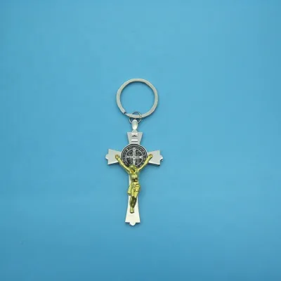 Manufacture Custom Keyring Rhinestone Religious Cross Keychain