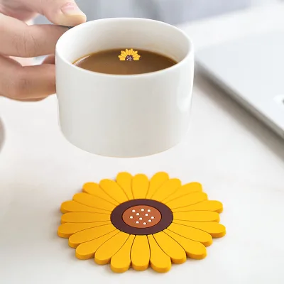 Sunflower Placemat Insulation Mat Silicone Anti-ironing Bowl/Cup Mat Household Anti-ironing Table Placemats