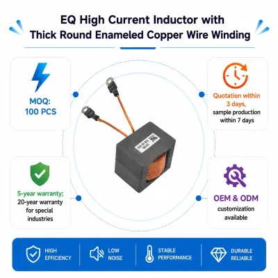 EQ36 High Power Inductor 100A Flat Wire Copper Ring Terminal PFC Choke Coil for Photovoltaic Solar Inverter