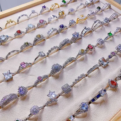 Full Rhinestone Luxury Zircon Fashion Jewelry Ring Color Preserving Rings Jewelry Women High Quality Rings for Girls