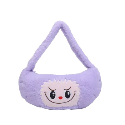 DAHOUFA291 Cartoon Labubu Plush Handbag Kawaii Anime Monster Storage Tote Fashion Gifts Mini Plushie Shoulder Bag