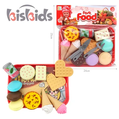 Kids Pretend Play House Set Plastic Cute Sweet Ice Cream Removable Simulated Dessert Toy Set