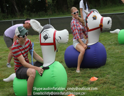 Funny Game Inflatable Horse Riding ,Inflatable Bounce Riding Pony Horse Game for Kids and Adults