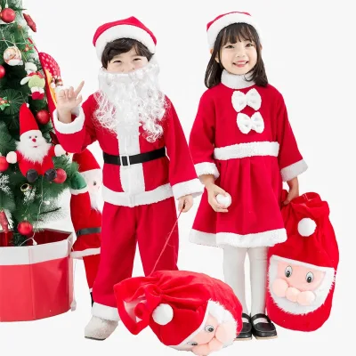 Cheap Promotional Children's Cosplay Costume Santa Claus Costumes Kids Boys and Girls Santa Costumes
