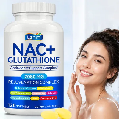 Lenm 120 Softgels Non-GMO Antioxidant Support Complex NAC+ Glutathione Capsules Supplement With L-Glutathione Collagen & CoQ10