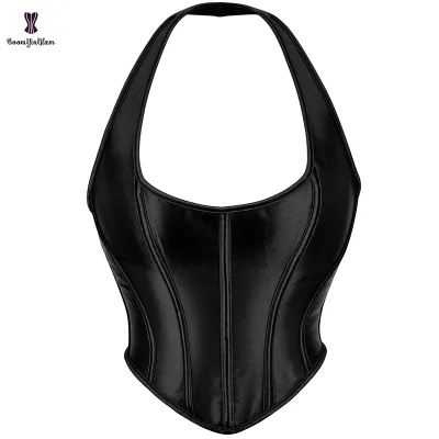 13 Fished Boned Plus Size Lace Firm Slimming Belly Flat Bustier Cropped Spandex/Polyester Women's Tight Fitting Corset Top