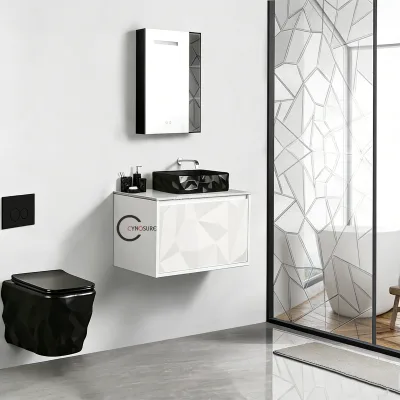Wall Mounted Bathroom Vanity Cabinet Single Sink Storage Cabinet With Mirror Set Modern Hotel Bathroom Sink Vanity Unit
