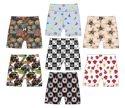 2026 Bestseller Baby Boys Summer Comfortable Biker Shorts Custom Print Little Kids Activewear for Cycling Running & Daily Play
