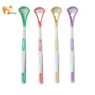 Colorful Silicone Double-Sided Tongue Scraper With Brush 18cm*2.9cm Plastic Oral Cleaning Brush for Effective Oral Hygiene