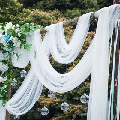 Wedding Decoration Tulle Organza Fabric Chair Sashes Ribbon Knot Wedding Chair Decoration