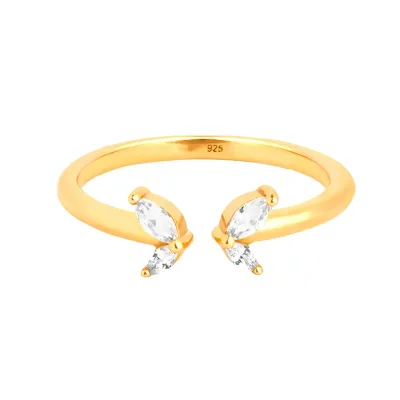 Gemnel Wedding Jewelry Low Price Marquise CZ butterfly Crystal Adjustable Open Cuff Women 925 Sterling Silver Rings