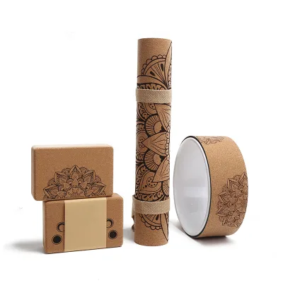 High Density Customized Logo Engraved Cork Yoga Block