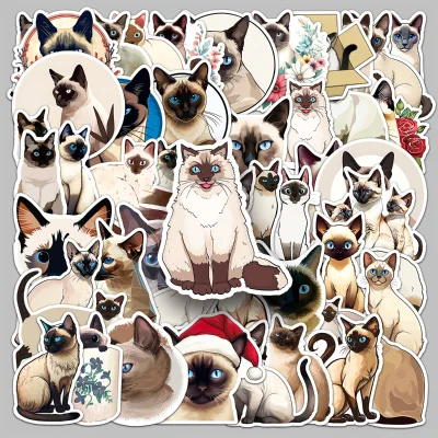 50pcs Factory Promotional Mirror Stickers Vinyl Self-adhesive Waterproof Affordable Siamese Stickers