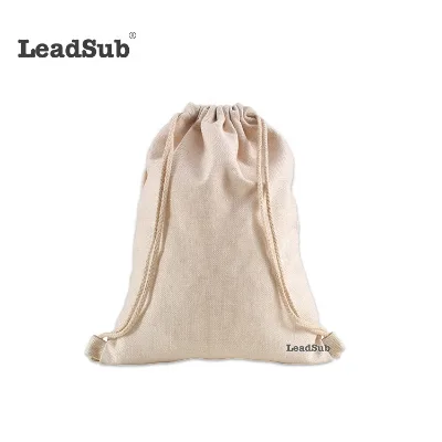 Sublimation Fabric Cotton Drawstring Gift Bag Wholesale Drawstring Cotton Linen Bags Drawstring Cotton Bag with Personal logo
