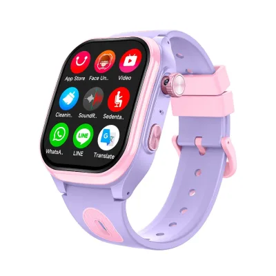 4G Android Square IPS Smart Watch for Kids Deep GPS Positioning Pull Camera Magnetic Silicone Band IP67 Waterproof Kids Phone