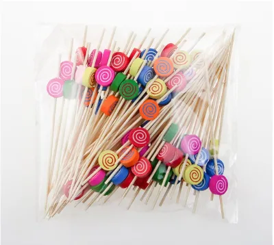 100/pcs Package Valentine's Day Disposable Art Bamboo Skewers Cute love Cake Fruit Skewers