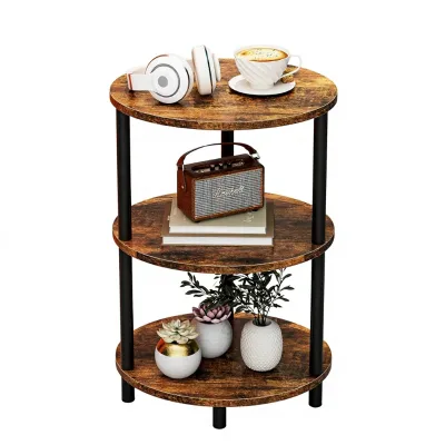 Wholesale 3-Tier Rustic Wood & Metal Coffee Table with Easy Assembly for Small Spaces-Bedroom Living Room Home Office