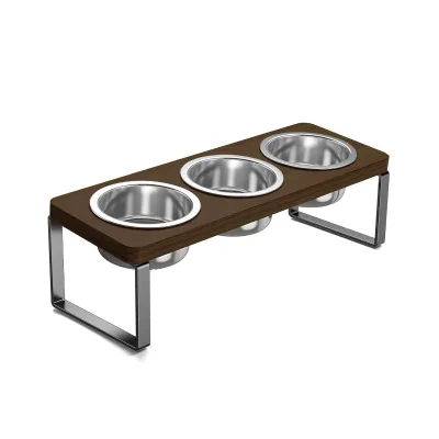 Elevated Wood Cat Bowls Stand with 3 Eco-Friendly Bowls 10 Tilted Anti-Vomit Raised Design Novelty Style