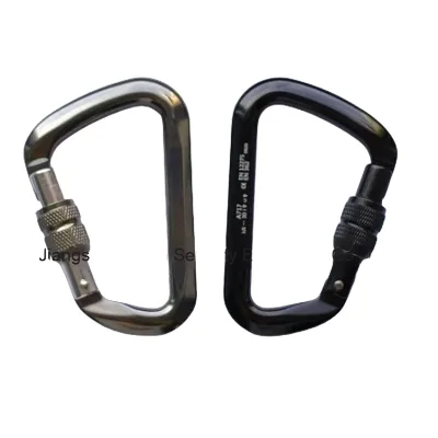 Duty Aluminum Alloy Carabiner D-Shaped Screw Lock Quickdraw Equipment Outdoor Safety Main for Buckle for Fall Protection