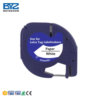 Free Sample 12mm Dymo 91200 White Letratag Tape Compatible Printer Ribbons for Label Equipment