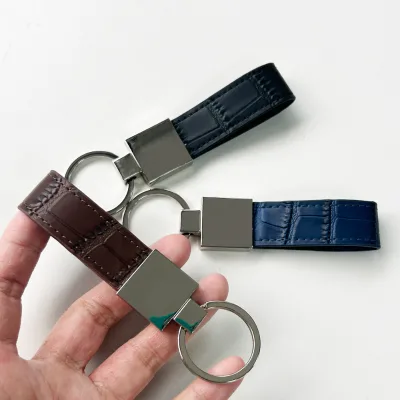 Promotion Gift Luxury Crocodile Pattern Car Key Holder Key Chain Keyring Genuine Cow Leather Keychain for Men