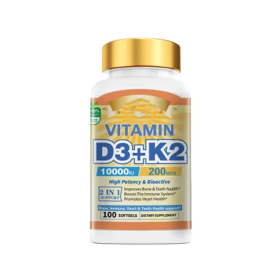 High Potency Vitamin D3+K2 Supplements Vitamin D3+K2 Soft Capsules, Plant Extracts