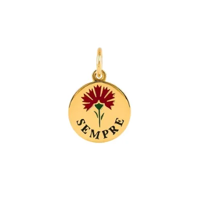 Inspire Jewelry Stainless Steel Sempre Round Enamel Pendant Carnation Flower DIY Charm