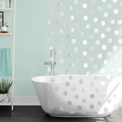 WELL Brand PVC Transparent Shower Curtain Eco-Friendly Printed Modern Design Custom Size with Hook for Bathroom & Hotels