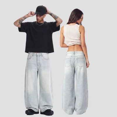 Wholesale New Design Light Blue Mens Straight Leg Denim Jeans Pants Trousers Designer Men Clothing Pants