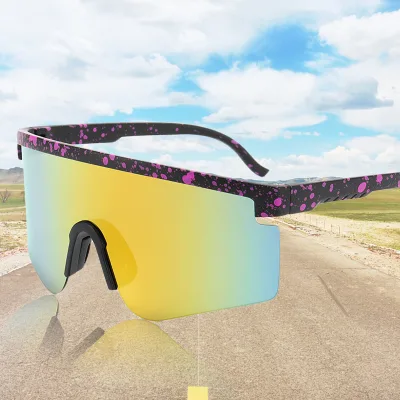 2025 New Arrival One Piece Lens Windproof Sports Sunglasses Oversize Cycling Black Frame Uv400 Sports Eyewear
