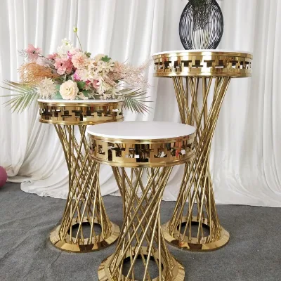 ANNNIELU Stainless Steel Gold Frame Wedding Dessert Display Stand for Valentine's Day & Easter Centerpiece and Home Decoration
