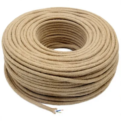 3x0.75mm2 Stranded Copper PVC Insulated Textile Electric Cable Jute Core Colored Vintage Fabric Coating Chandeliers H03VV-F 450V