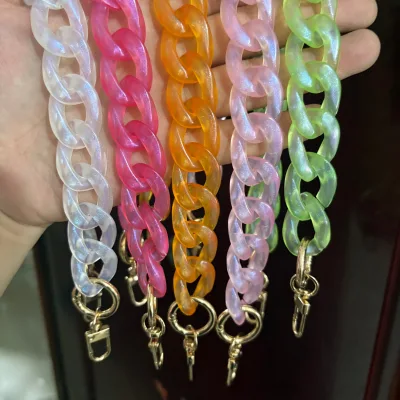 Sparkle Candy Color Acrylic Bag Strap Phone Lanyard Shoulder Chain Keychain Purse Decoration Accessory Bag Charm Shoulder Strap