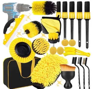 23-Pcs Car Detailing Brush Drill Clean Set Premium Car Cleaning Tools Kit
