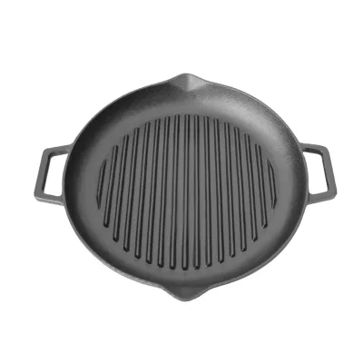 Cast Iron Grill Pan With Two Handle Enameled Non-Stick Grill Tray Safe for Induction Stove Grill and Oven