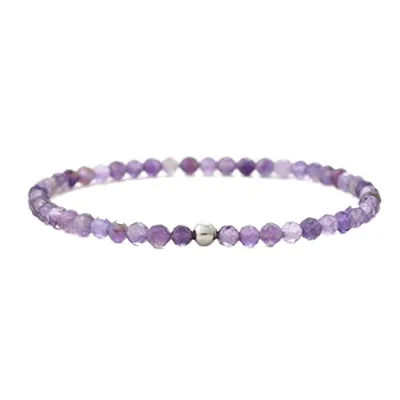 BERGERLIN Amethyst Beaded Bracelet with Genuine 925 Sterling Silver-Faceted Beads-Size XS-China