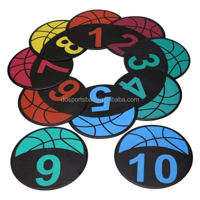 23cm PVC Flexible Numbered Agility Discs Set-Flat Soccer Training Markers for Outdoor/Indoor Use