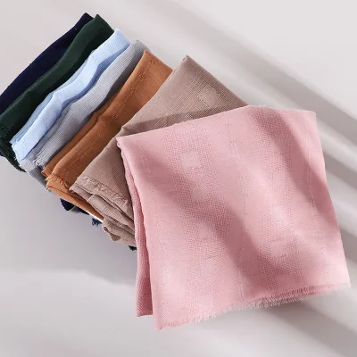 New Design Solid Color Cotton Linen Scarf Muslim Soft Head Wrap Shawls