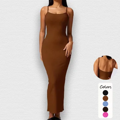 Hot Selling Elegant Long Bodycon Party Dress with Beautiful Breathable Sustainable Back Spaghetti Strap Hot Girl's Sweet Style