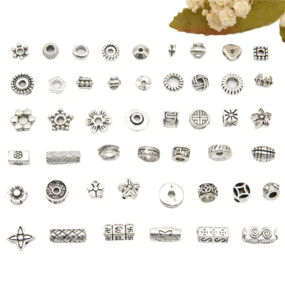 Ancient Silver Six-Syllable Mantra, Flower, Coin, Bead And Piece, Crystal Bracelet, Accessory, Rope Material