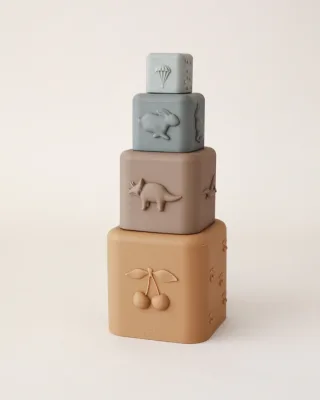 Set of 4pcs, Silicone Stacking Tower, Silicone Stacking Cubes Bath Toys, Silicone Educational Stacking Building Block Set Toys
