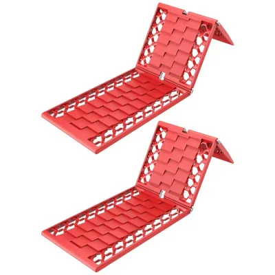 2pcs Portable Foldable Car Escape Mat Non-Slip Pad for All-Weather Auto Traction Mat with Tire Grip Aid for Snow Ice & Mud