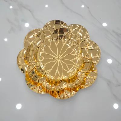 Decorative Gold Chargers Plastic Gold Beaded Floral Charger Plates Wedding Silver Gold Charger Plates Bulk for Dinner